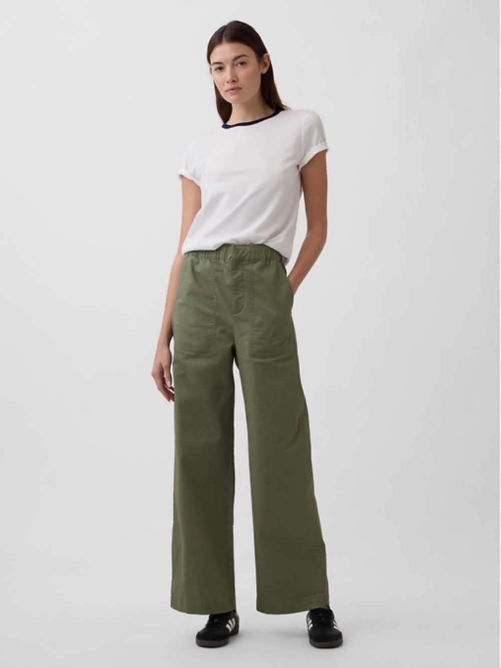 Gap High-Rise Wide-Leg capris- Olive Green